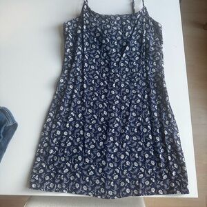 Reformation Floral Navy Blue Dress